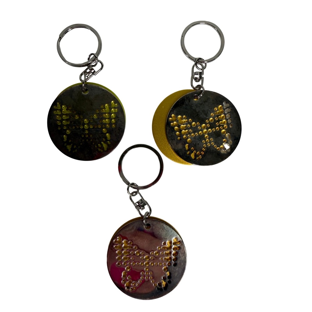 Neiman Marcus Keychain Butterfly Next 100 Years Double Disc Metallic Lot 3 Set